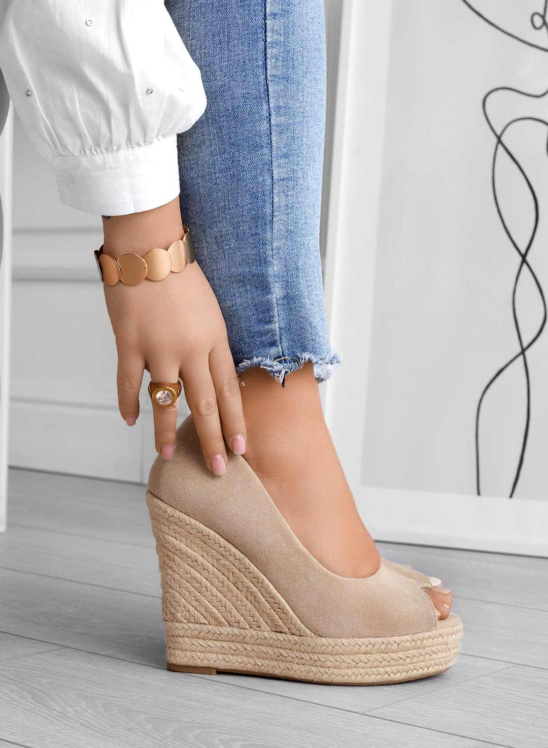 Azura | Damen Espadrille-Keilsandalen aus Wildleder