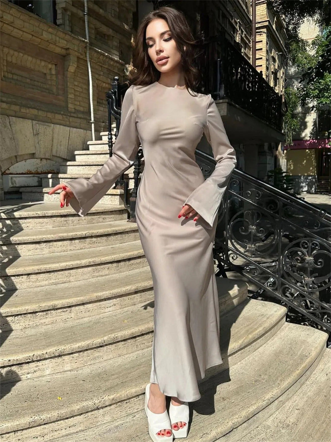 Bexley | Damen Elegantes Satin-Maxikleid
