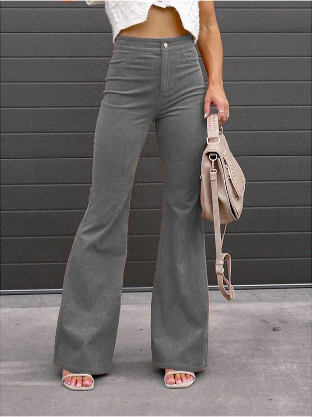 Piper | Damen Hoher-Taille Jahrgang Cord Schlaghosen