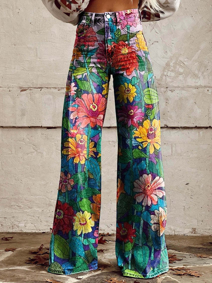 Kordula | Damen Bunte Weitem-Bein Hose