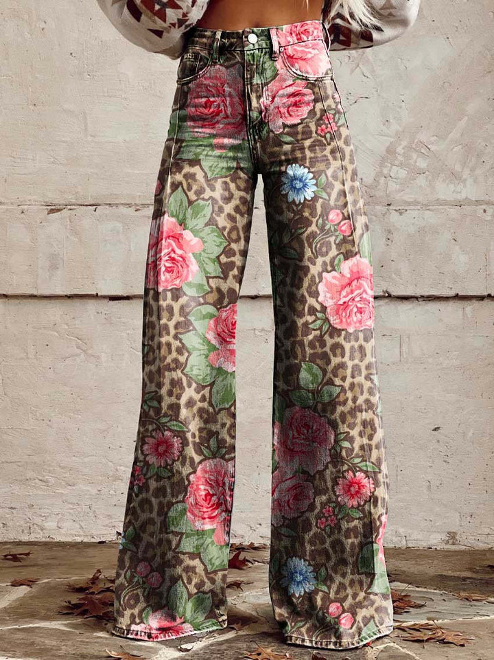 Kordula | Damen Bunte Weitem-Bein Hose
