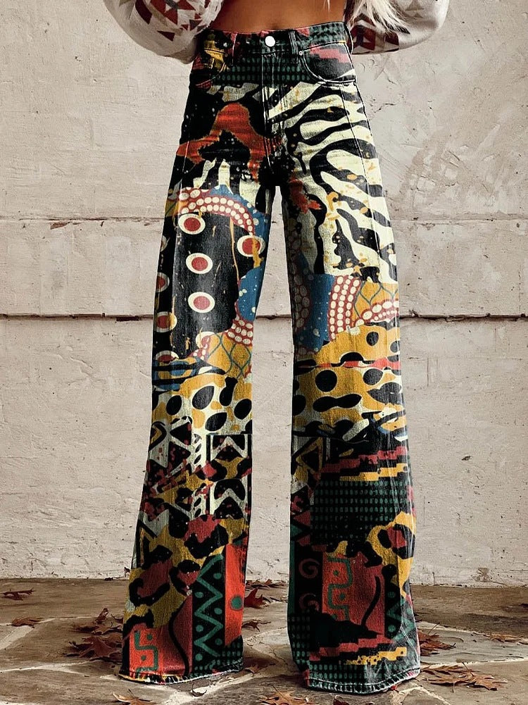 Kordula | Damen Bunte Weitem-Bein Hose