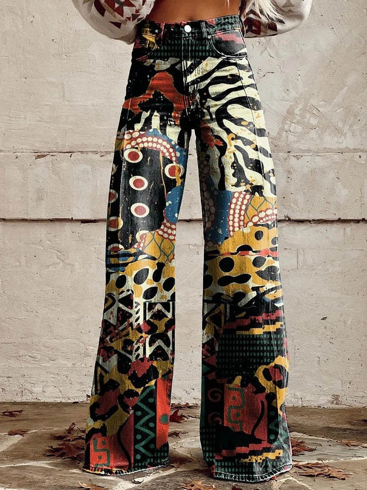 Kordula | Damen Bunte Weitem-Bein Hose