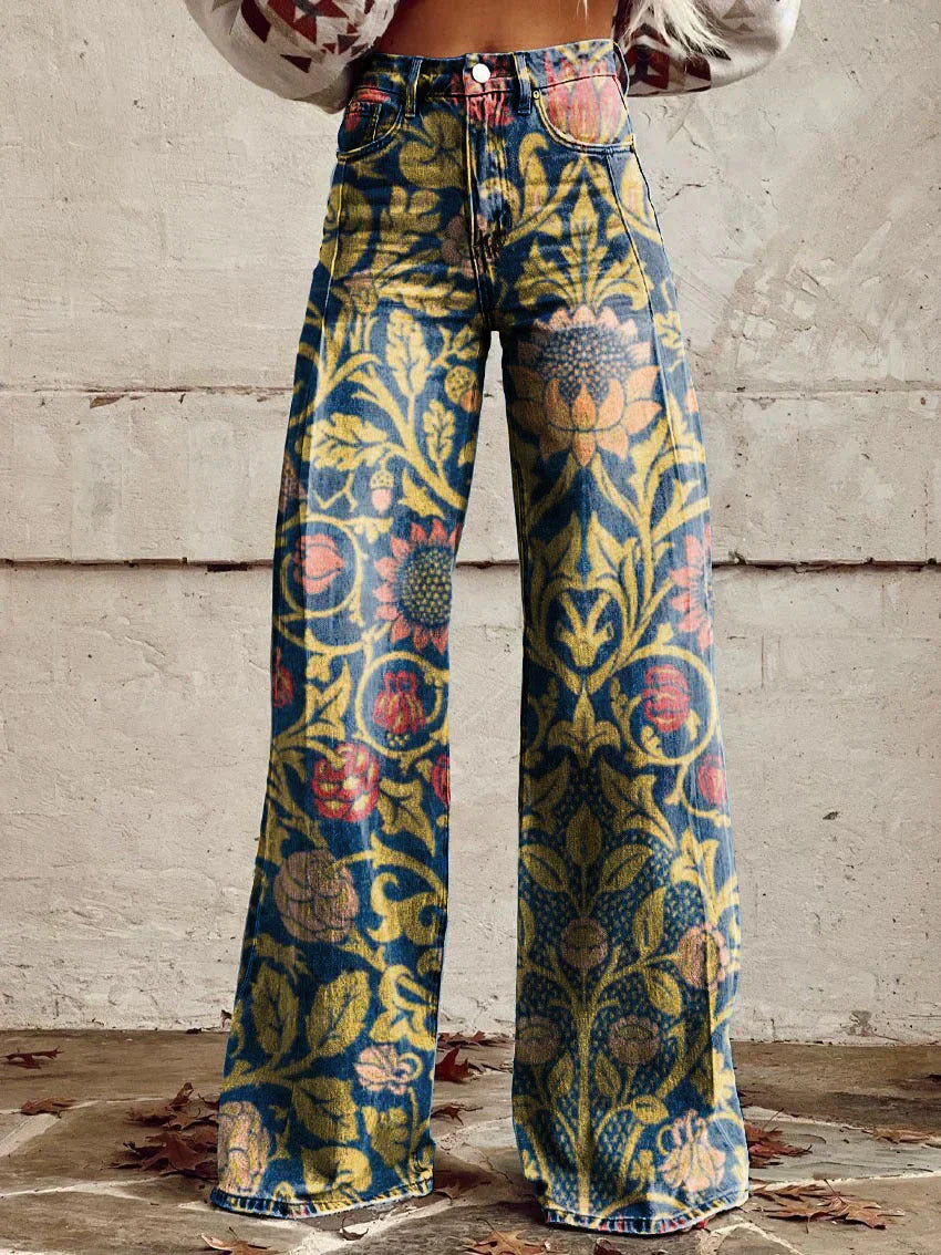 Kordula | Damen Bunte Weitem-Bein Hose