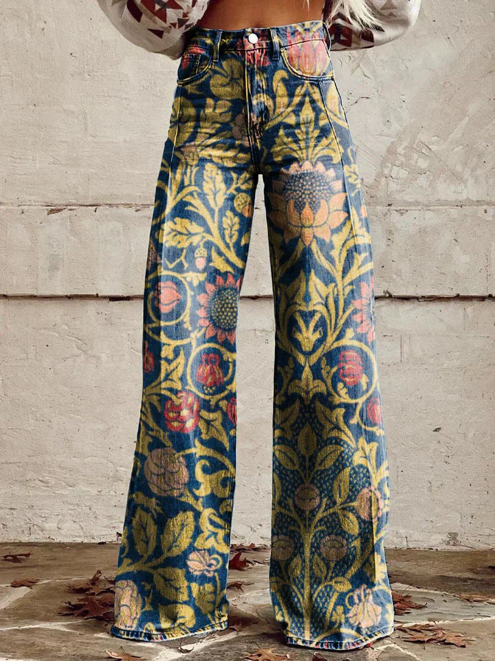 Kordula | Damen Bunte Weitem-Bein Hose