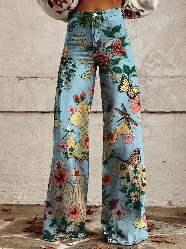 Kordula | Damen Bunte Weitem-Bein Hose