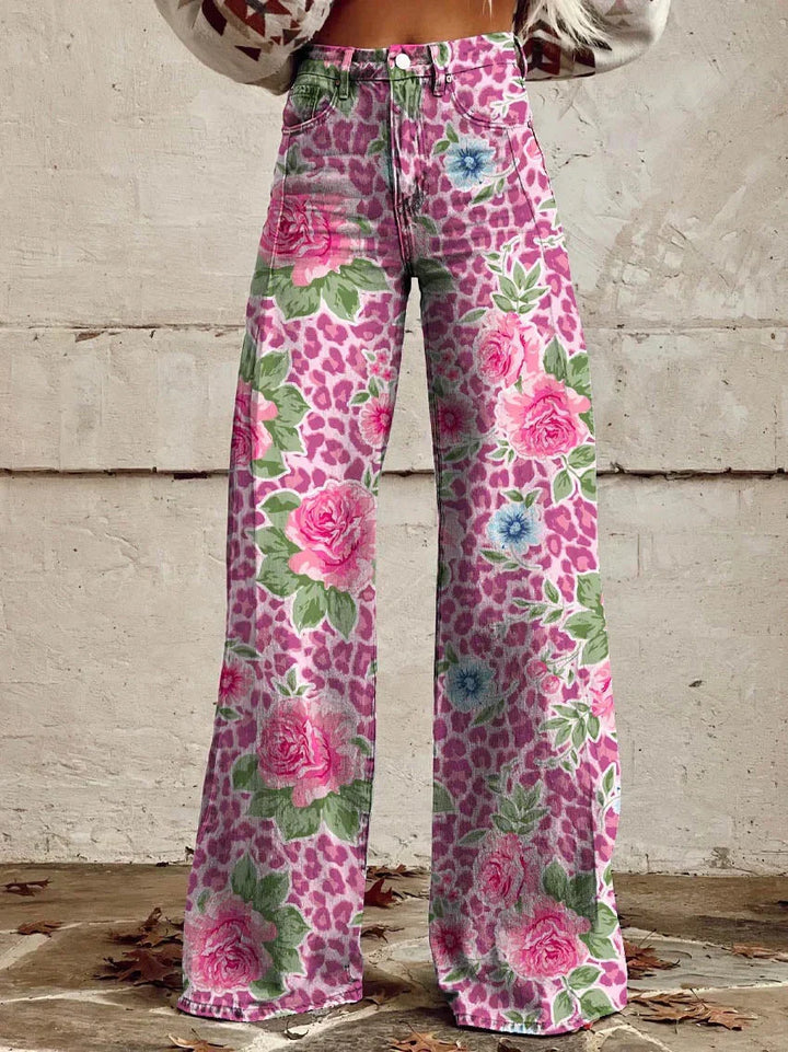 Kordula | Damen Bunte Weitem-Bein Hose