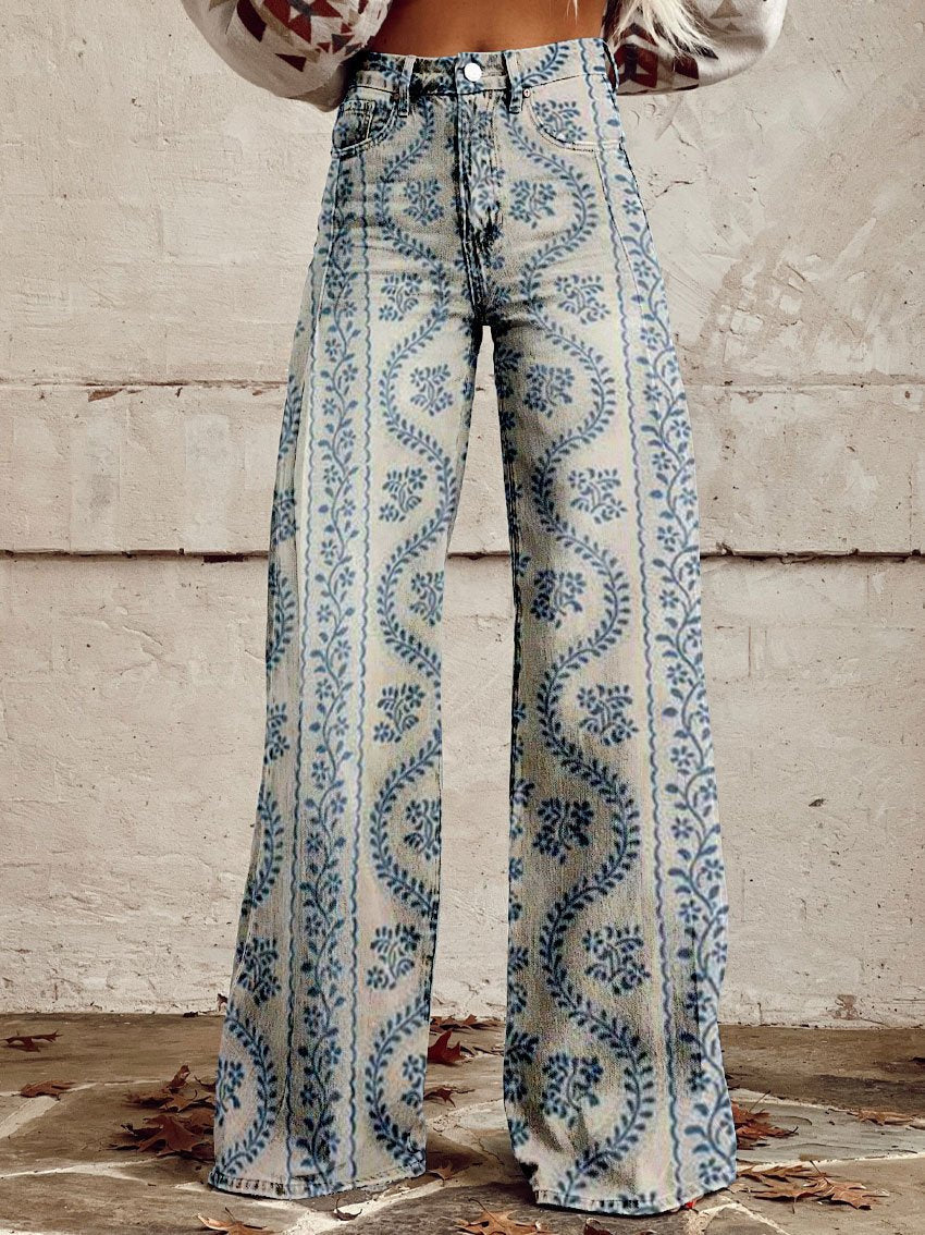 Kordula | Damen Bunte Weitem-Bein Hose