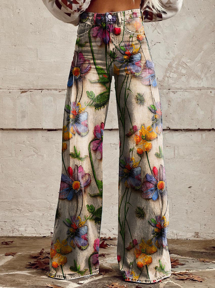 Kordula | Damen Bunte Weitem-Bein Hose