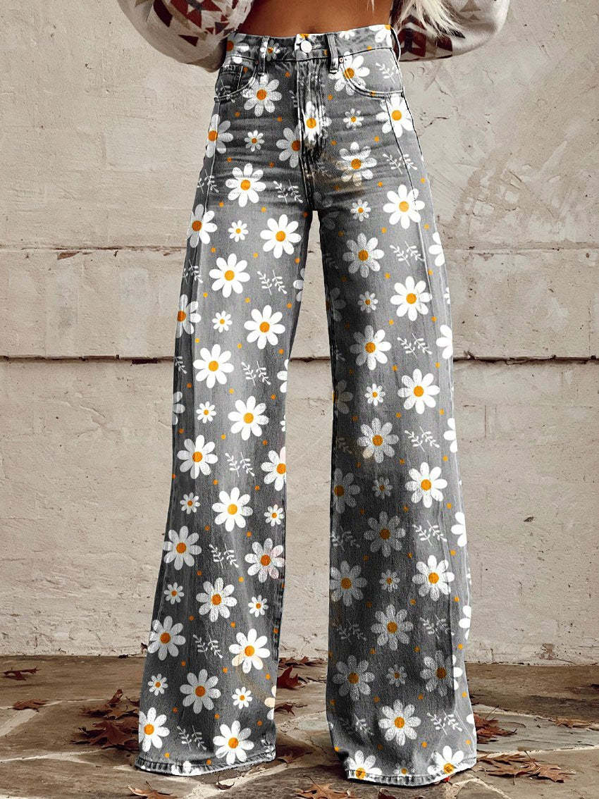 Kordula | Damen Bunte Weitem-Bein Hose