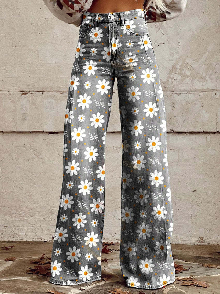 Kordula | Damen Bunte Weitem-Bein Hose