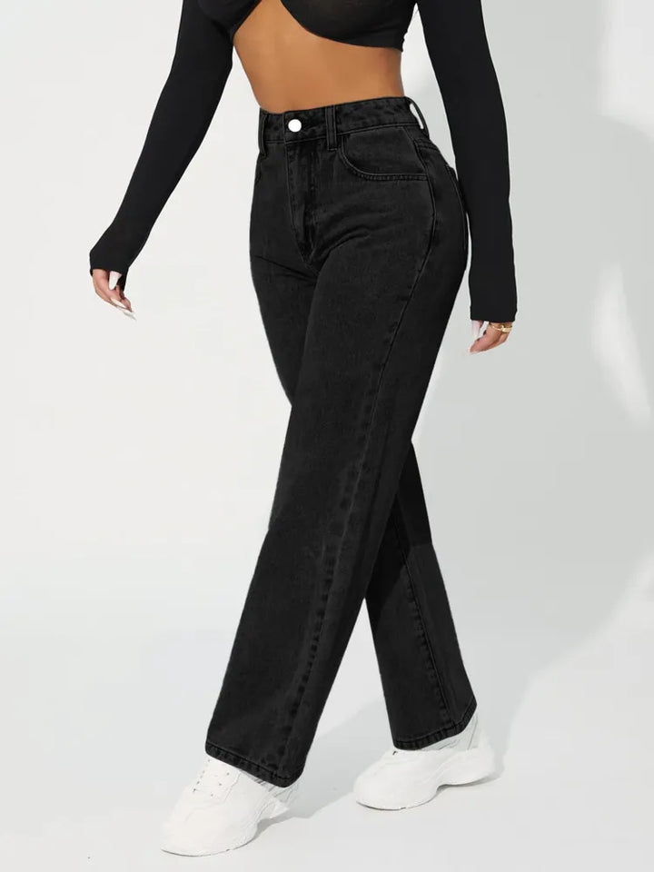 Katalena | Hoch-Taillierte Geradem-Bein Jeans für Damen