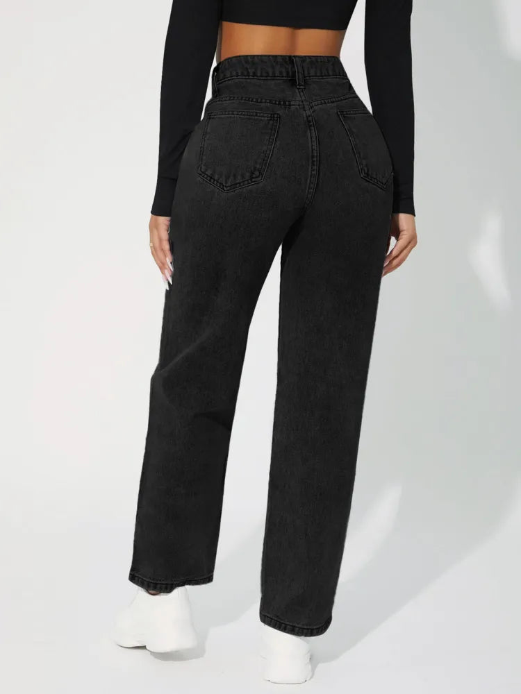 Katalena | Hoch-Taillierte Geradem-Bein Jeans für Damen