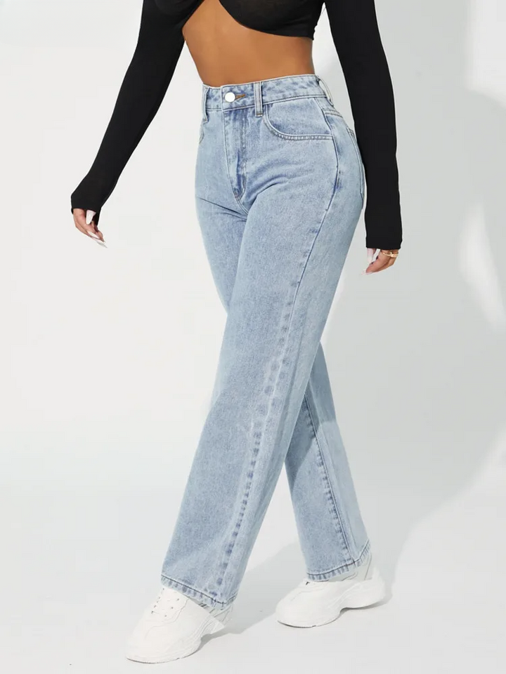 Katalena | Hoch-Taillierte Geradem-Bein Jeans für Damen