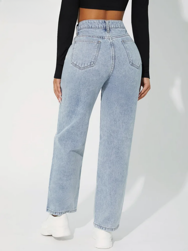 Katalena | Hoch-Taillierte Geradem-Bein Jeans für Damen