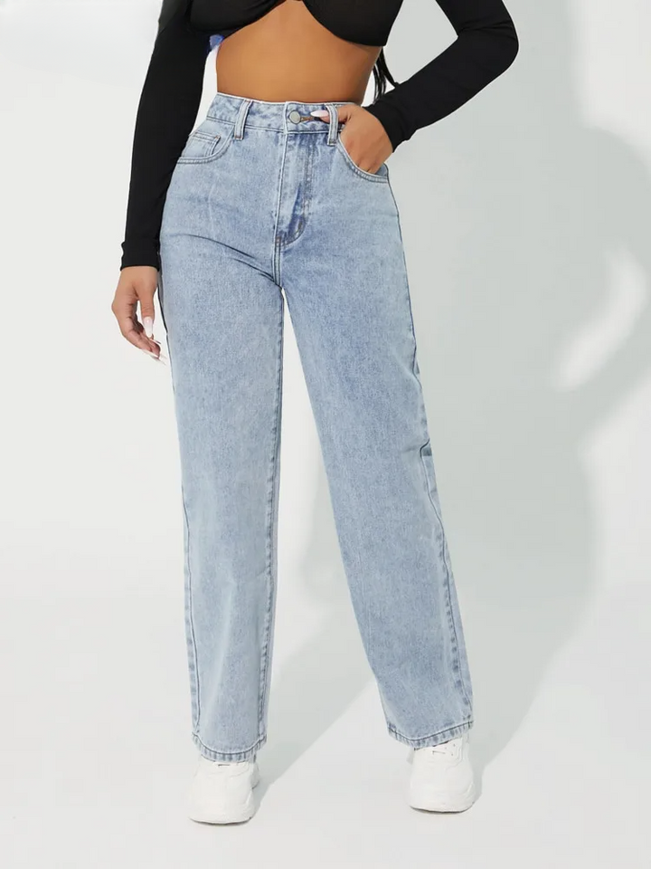 Katalena | Hoch-Taillierte Geradem-Bein Jeans für Damen