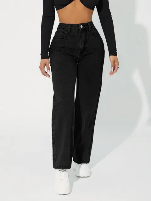 Katalena | Hoch-Taillierte Geradem-Bein Jeans für Damen