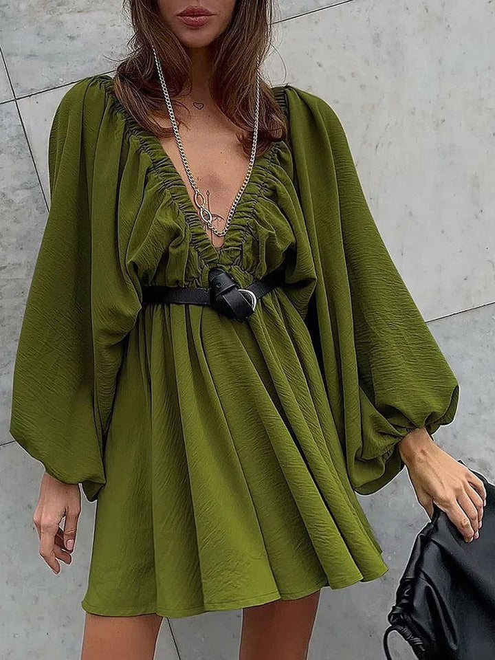 Vaenya | Boho-Minikleid Mit Langen Ärmeln Und V-Ausschnitt