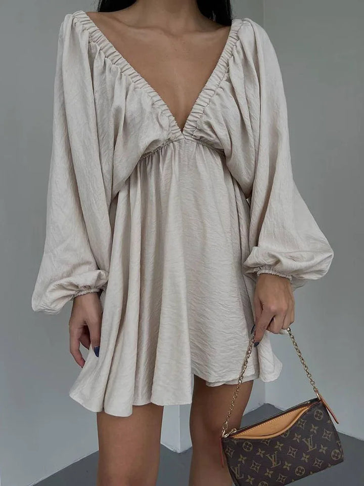 Vaenya | Boho-Minikleid Mit Langen Ärmeln Und V-Ausschnitt