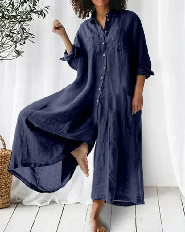 Cerise | Damen Eleganter Leinen Baumwoll Overall