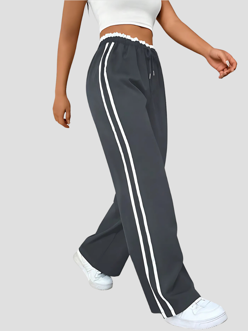 Clio | Damen Elegante Hose mit Geradem Bein und Seitenstreifen