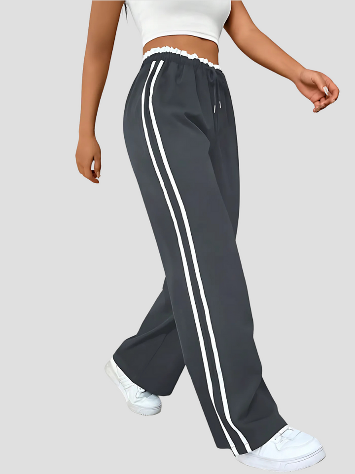 Clio | Damen Elegante Hose mit Geradem Bein und Seitenstreifen