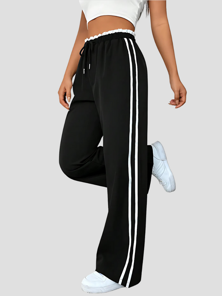 Clio | Damen Elegante Hose mit Geradem Bein und Seitenstreifen