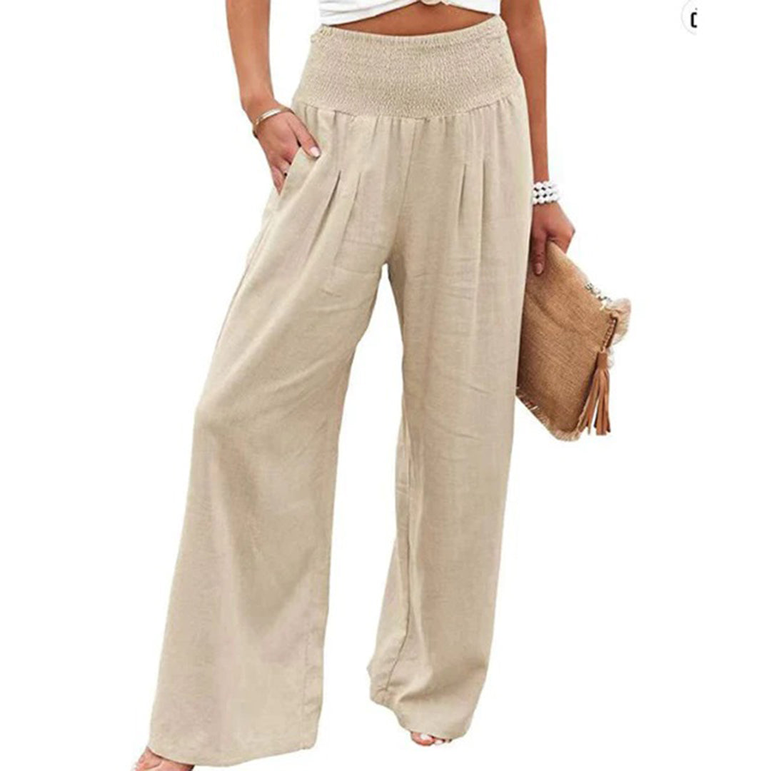 Grazia | Hoch Taillierte Weitem-Bein Sommer Damenhose