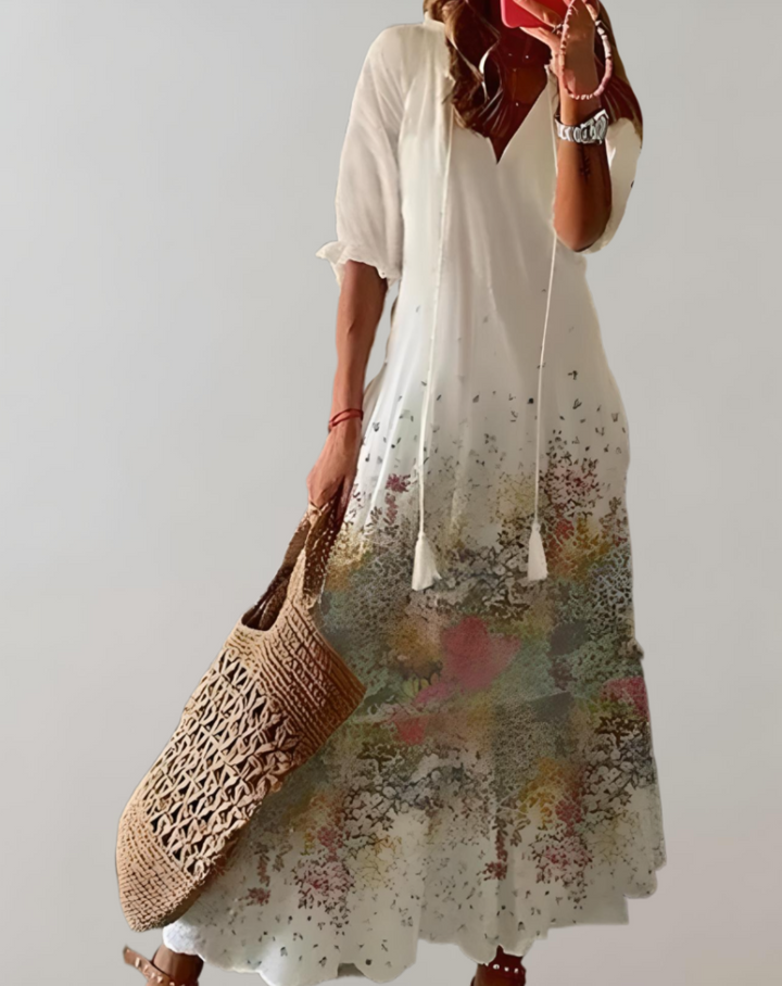 Iolanthe | Langes Blumendruck Kleid Für Damen