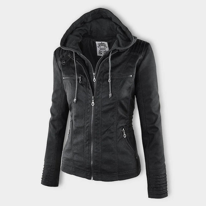 Emery | Damen Doppelt Gefütterte Lederjacke mit Kapuze