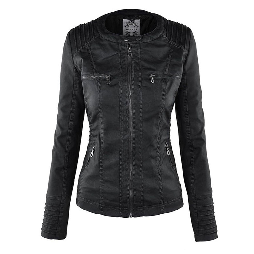 Emery | Damen Doppelt Gefütterte Lederjacke mit Kapuze
