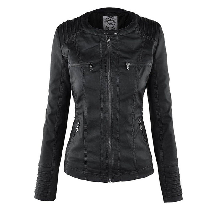 Emery | Damen Doppelt Gefütterte Lederjacke mit Kapuze
