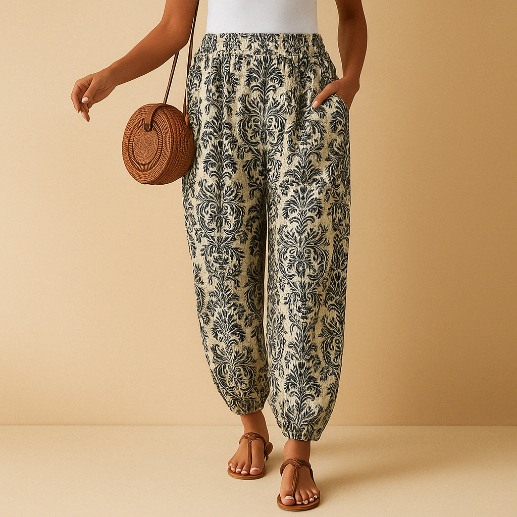 Gemma | Damen Stilvolle Hoher-Taille Hose - Bohème Flair