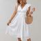 Margaux | Damen Weißes Baumwolle Rüschen Sommerkleid