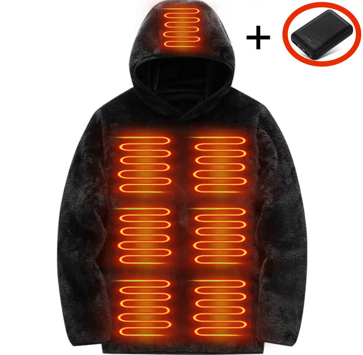 Elektrisch Beheizter Vlies Kapuzenpullover | Kuscheliger Winterpullover