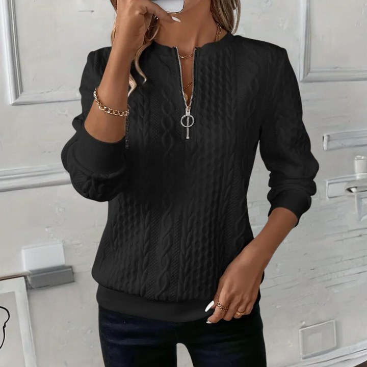 Fenja | Damen Pullover Mit Reißverschlusskragen