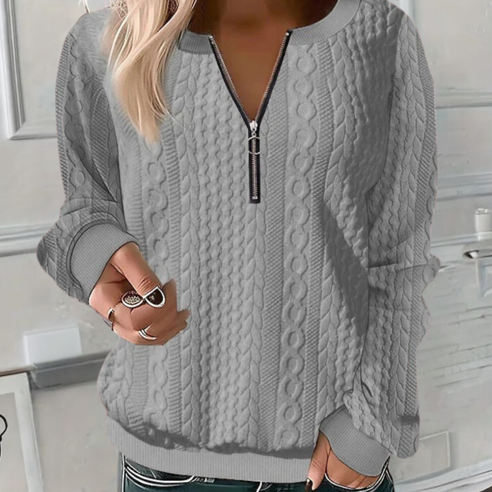 Fenja | Damen Pullover Mit Reißverschlusskragen