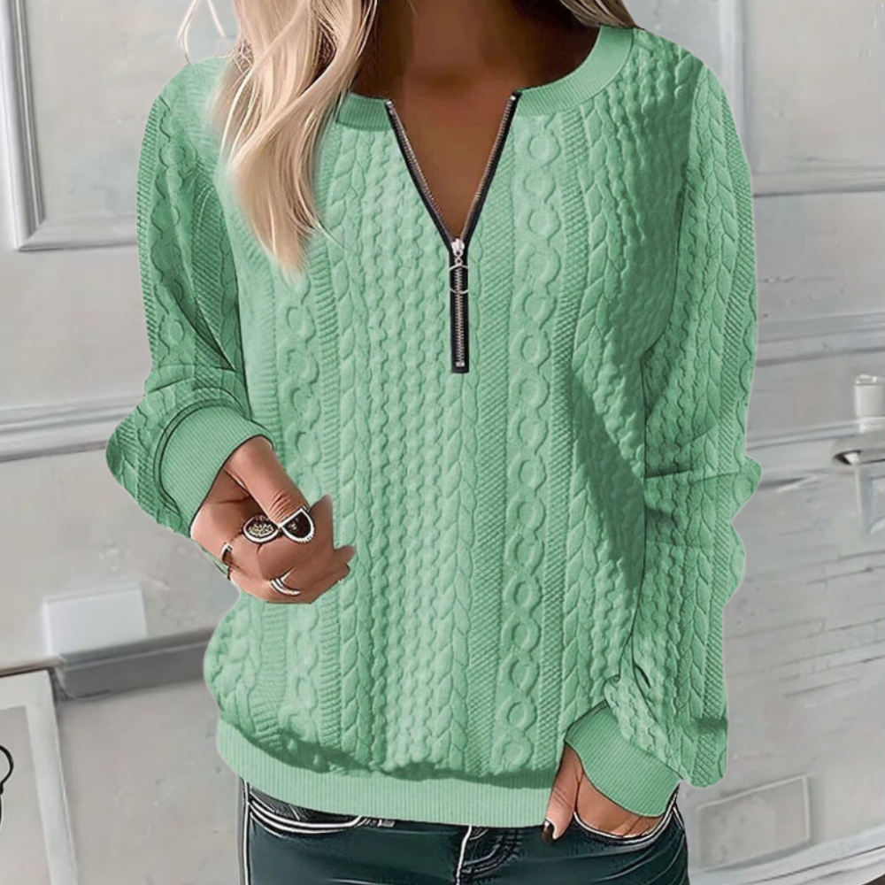 Fenja | Damen Pullover Mit Reißverschlusskragen