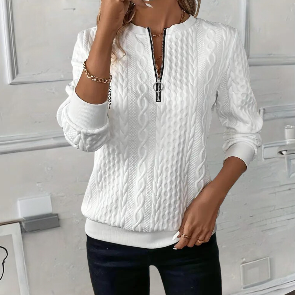 Fenja | Damen Pullover Mit Reißverschlusskragen