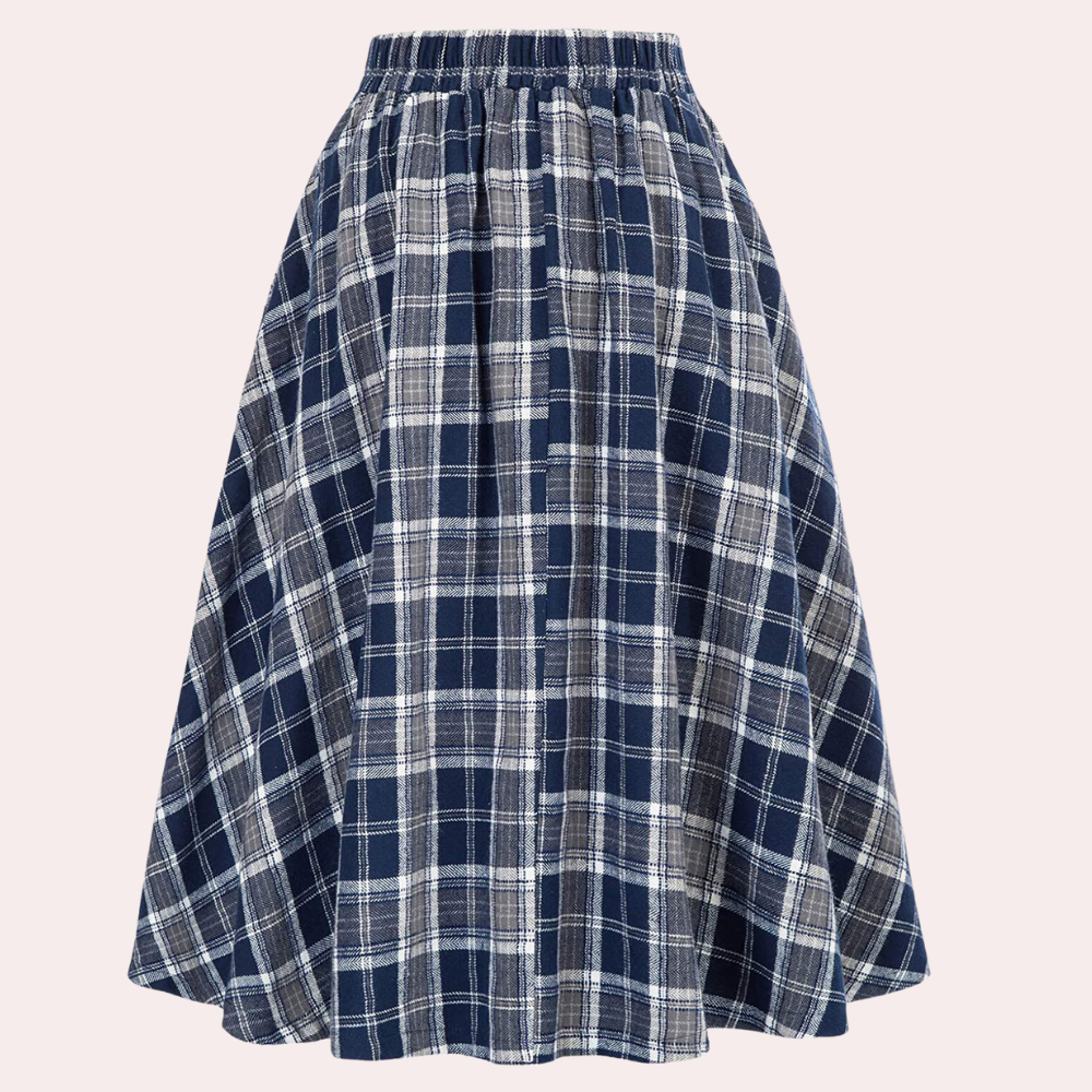 Maëlle | Eleganter Plaid A-Linie Midirock für Damen