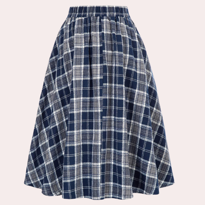 Maëlle | Eleganter Plaid A-Linie Midirock für Damen