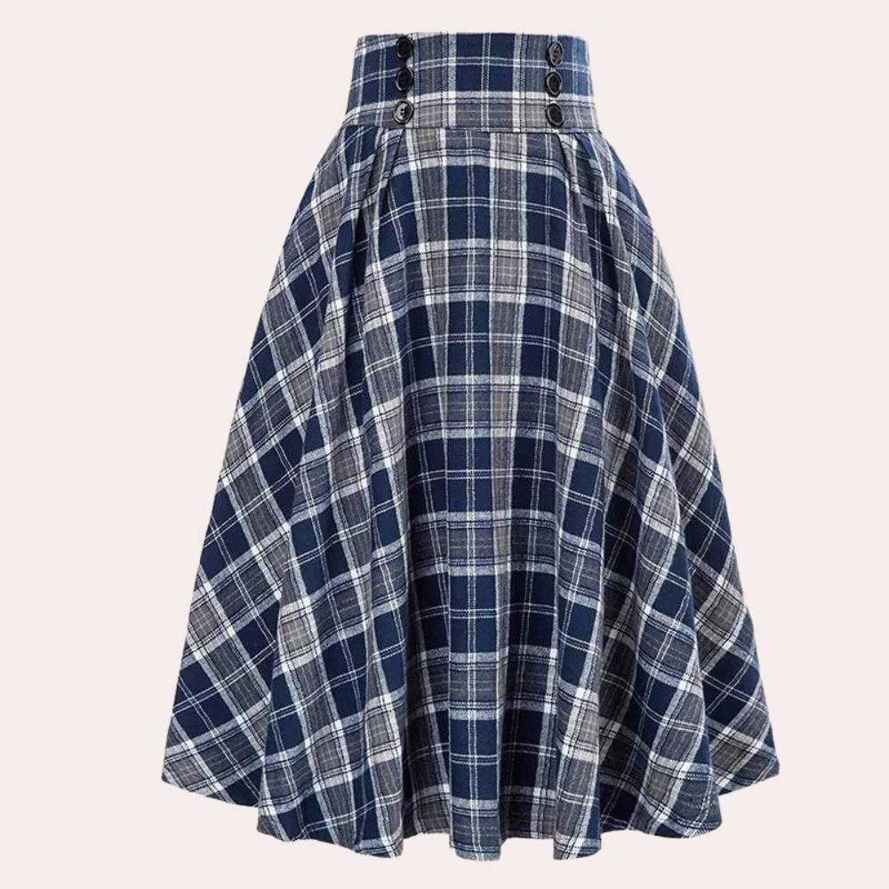 Maëlle | Eleganter Plaid A-Linie Midirock für Damen