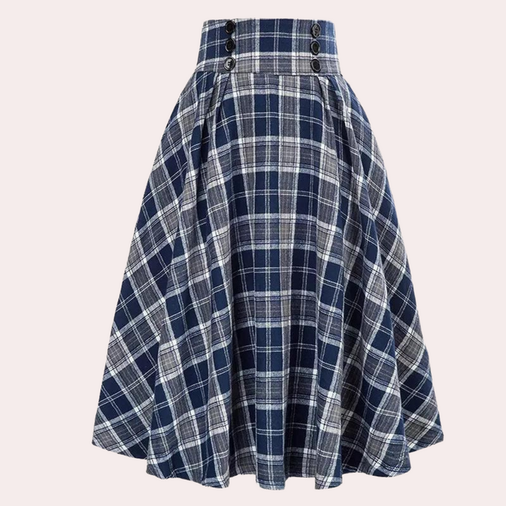Maëlle | Eleganter Plaid A-Linie Midirock für Damen