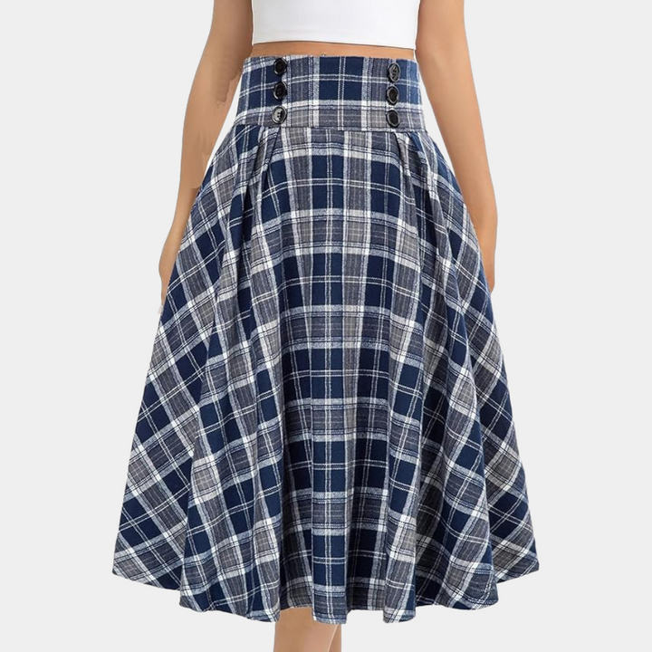 Maëlle | Eleganter Plaid A-Linie Midirock für Damen
