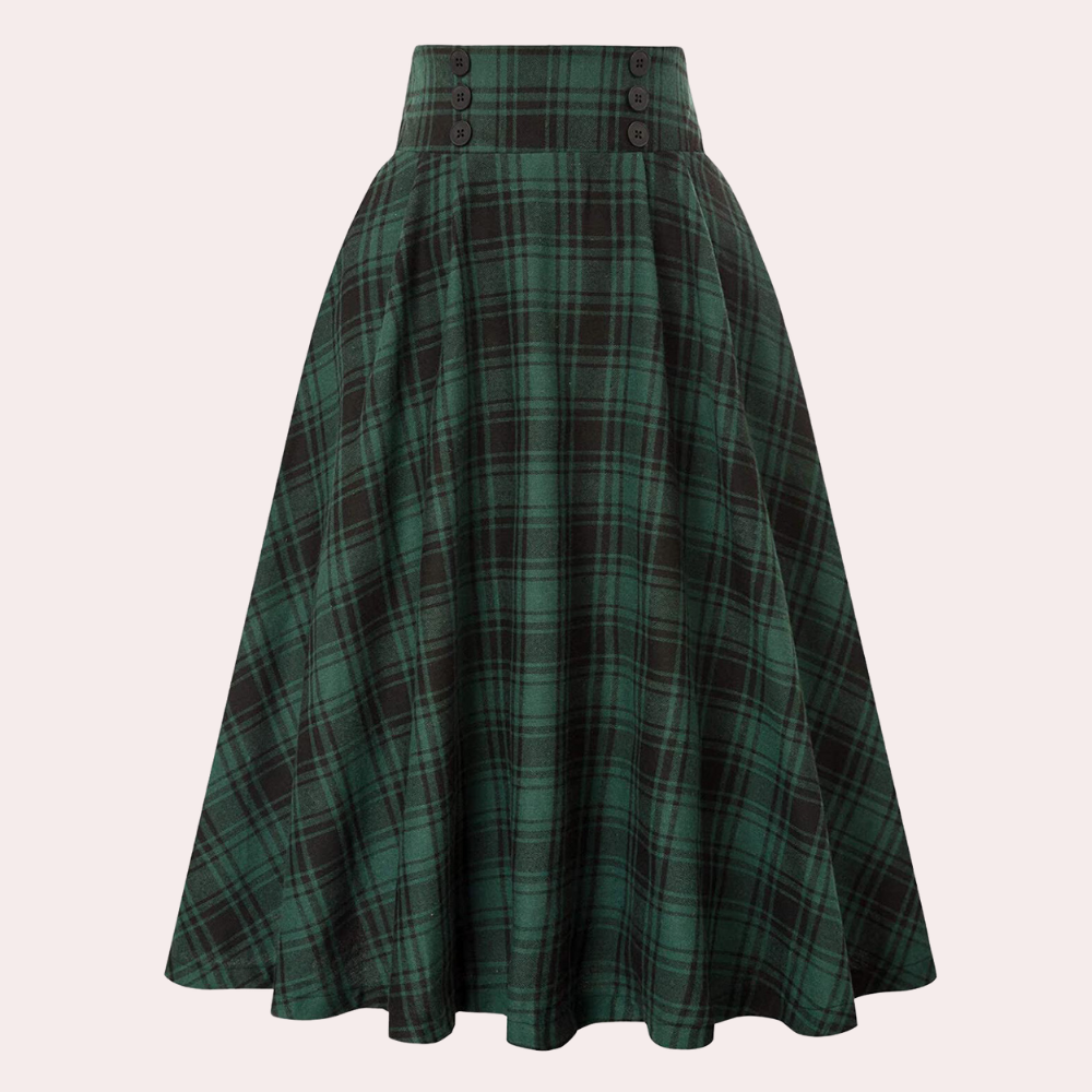 Maëlle | Eleganter Plaid A-Linie Midirock für Damen