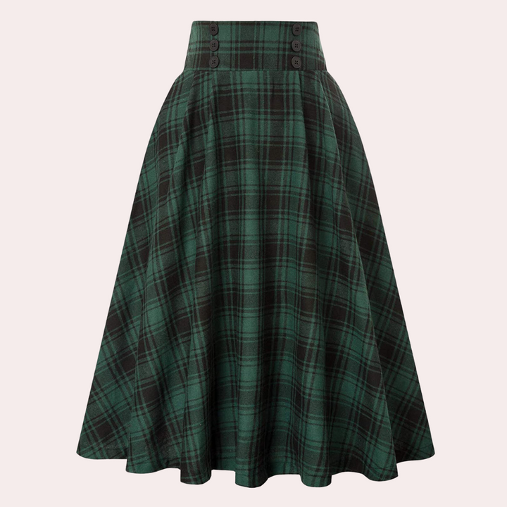 Maëlle | Eleganter Plaid A-Linie Midirock für Damen