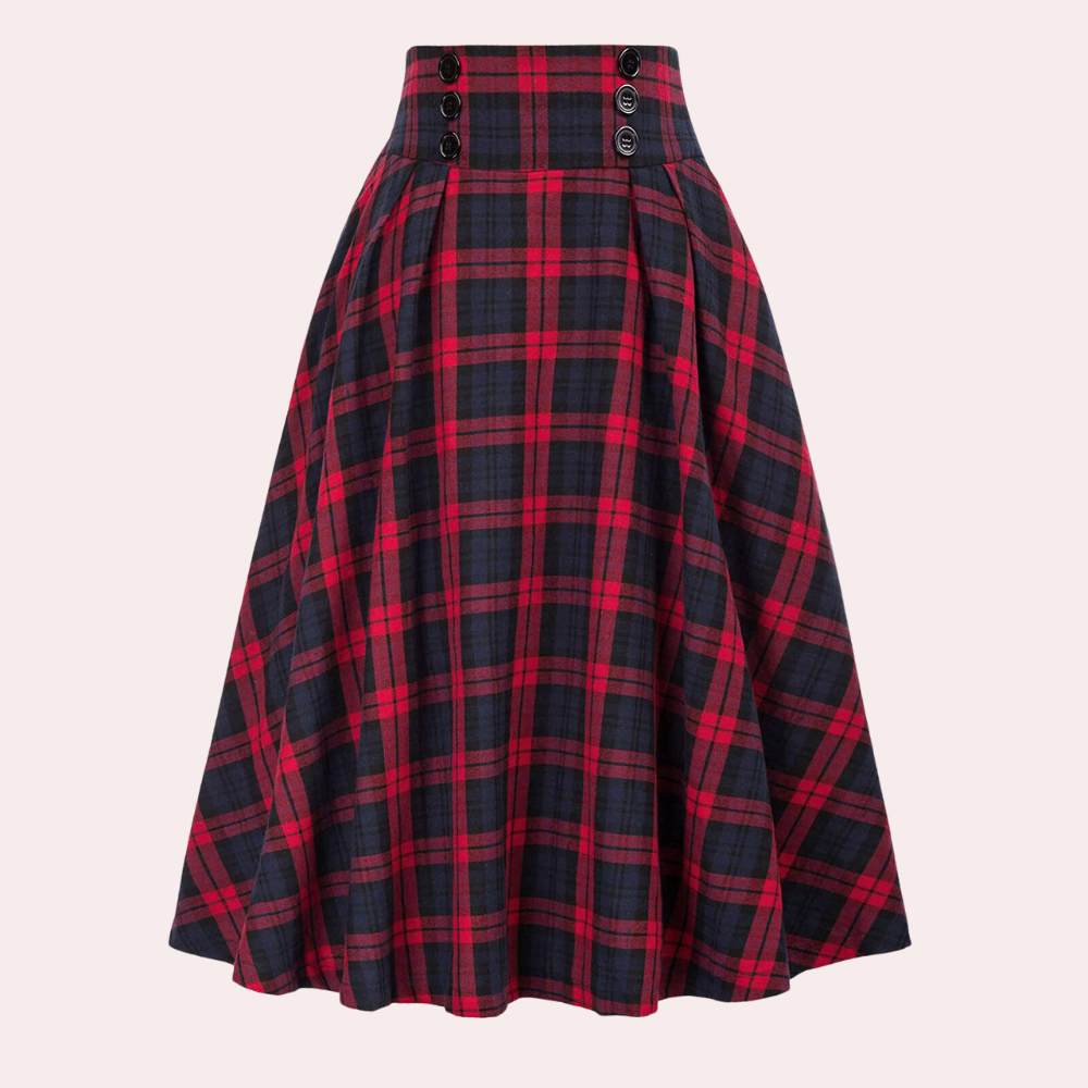 Maëlle | Eleganter Plaid A-Linie Midirock für Damen