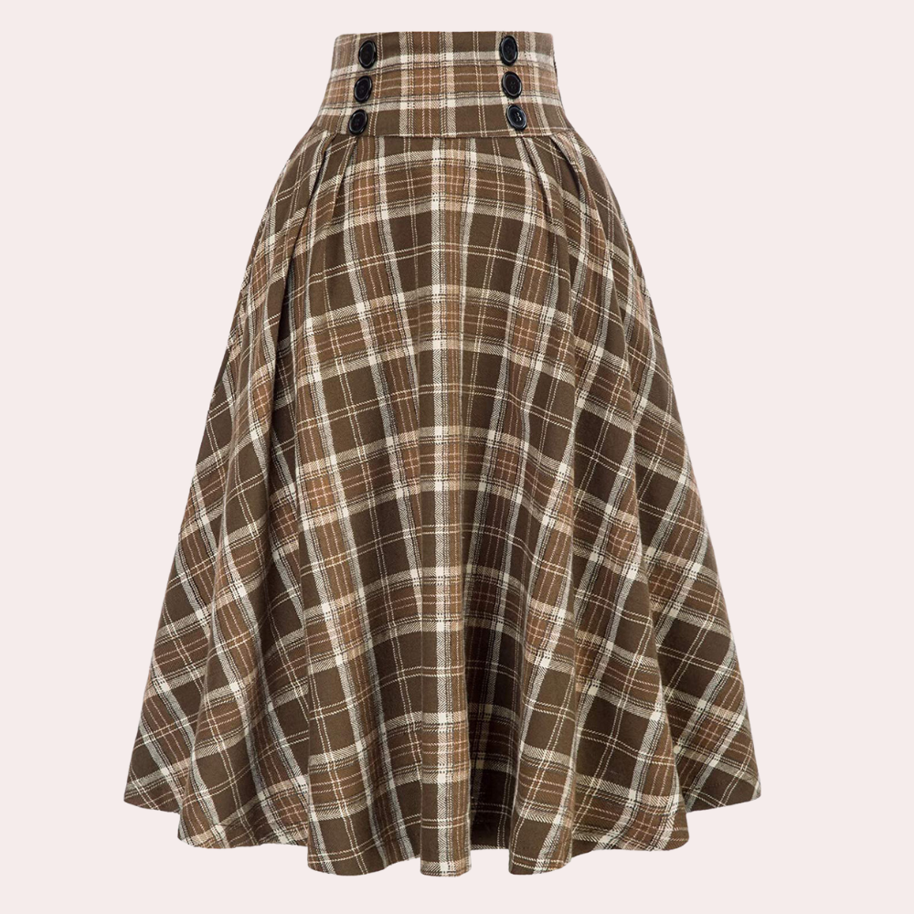 Maëlle | Eleganter Plaid A-Linie Midirock für Damen