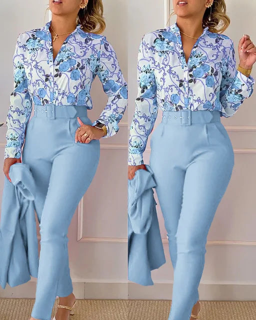 Nyra | Damen Blumendruck Outfit Satz