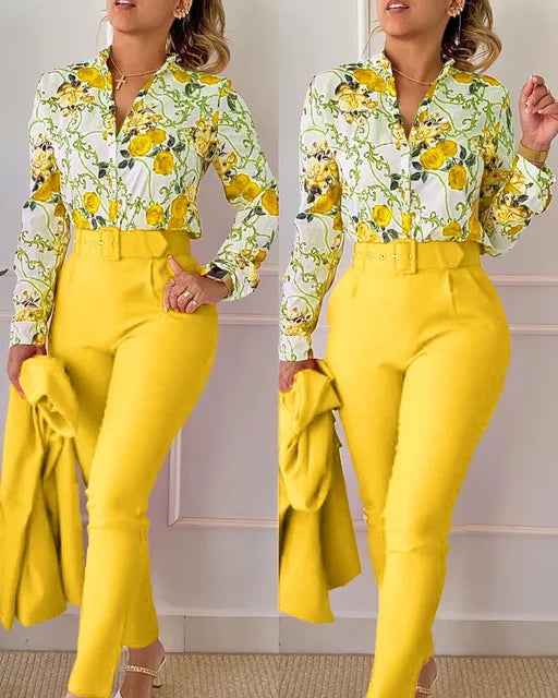 Nyra | Damen Blumendruck Outfit Satz